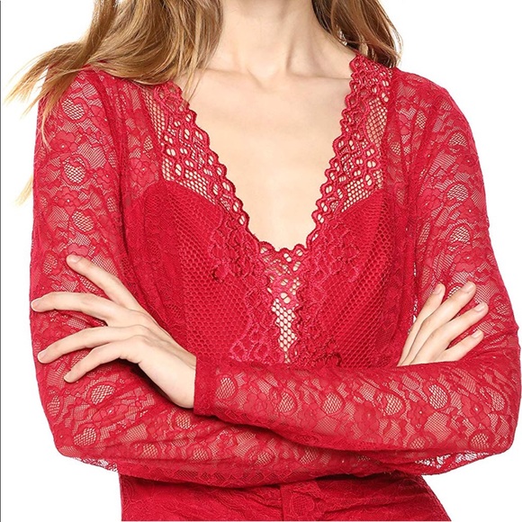 Guess TAILA NETTED LACE MINI Red DRESS - Picture 2 of 3